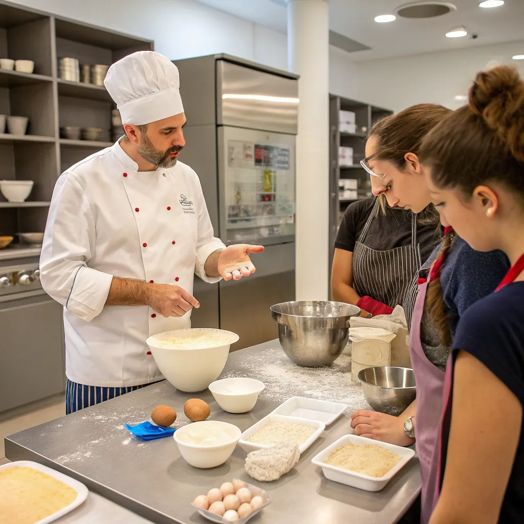 Instructor presenting baking methods